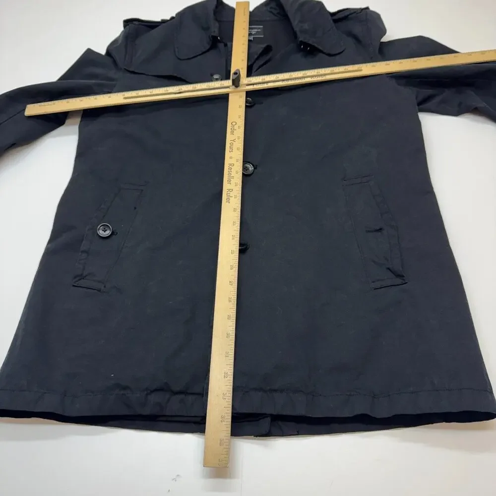 Mens Banana Republic Dark Navy Trench Coat Rain Garment Dye Preppy Large